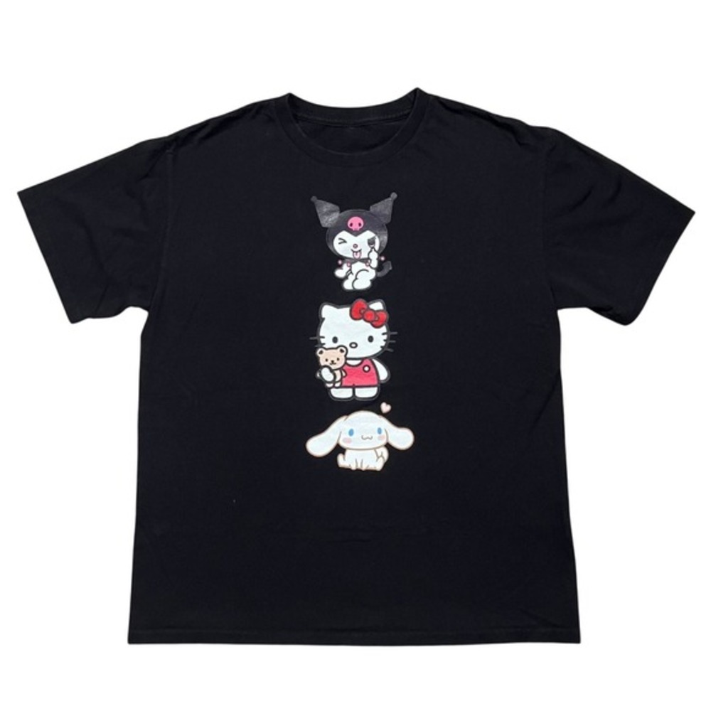Black Sanrio‎ T Shirt Hello Kitty Kuromi Cinnamoroll Y2K Goth Emo Cyber Size M